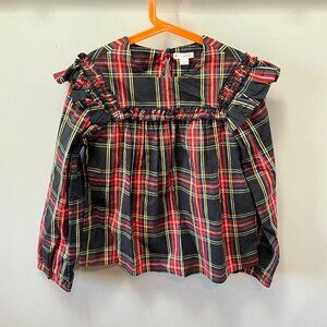Crewcuts Girls'‎ double-ruffle trim top in Stewart Tartan- Sz. XL